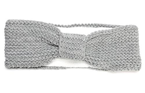 irisaa Damen Winter Stirnband mit Knoten, Strick Haarband Stirnbänder Mädchen mit Schleife Fleece Innenfutter für Frühjahr, stirnband farbe:Grau von irisaa