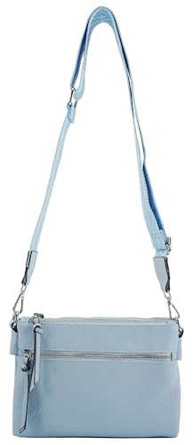 irisaa Damen Umhängetasche Crossbody Bag, kleine Schultertasche mit Reißverschluss und verstellbarem breitem Gurt, viele Fächer, DKB Farbe:Blau von irisaa