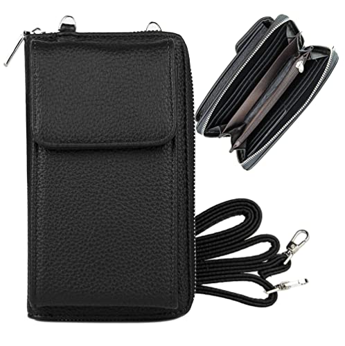 irisaa Geldbörse Damen mit Handyfach, RFID Schutz und Viele Kartenfächer, Crossbody Handytasche mit Geldbeutel Kleine Umhängetasche mit Verstellbarem Schultergurt, Damen Tasche:Schwarz von irisaa