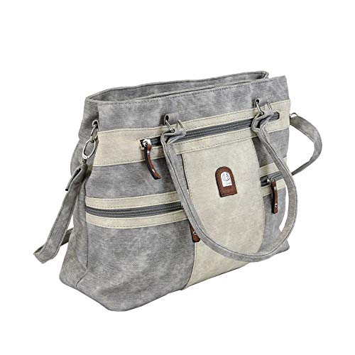 irisaa Handtasche Damen Shopper Mittelgroß Schultertasche Multifunktionale Henkeltasche Umhängetasche mit Abnehmbarem Schulterriemen und vielen Fächern, Damen Tasche:Grau von irisaa