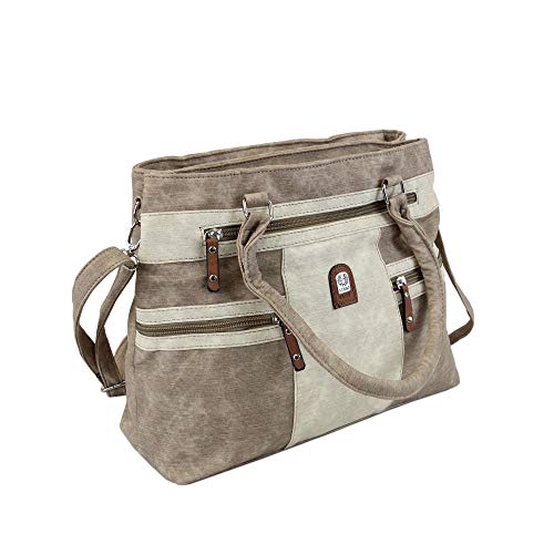 irisaa Handtasche Damen Shopper Mittelgroß Schultertasche Multifunktionale Henkeltasche Umhängetasche mit Abnehmbarem Schulterriemen und vielen Fächern, Damen Tasche:Khaki von irisaa