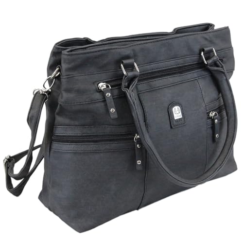 irisaa Handtasche Damen Shopper Mittelgroß Schultertasche Multifunktionale Henkeltasche Umhängetasche mit Abnehmbarem Schulterriemen und vielen Fächern, Damen Tasche:weich-schwarz von irisaa