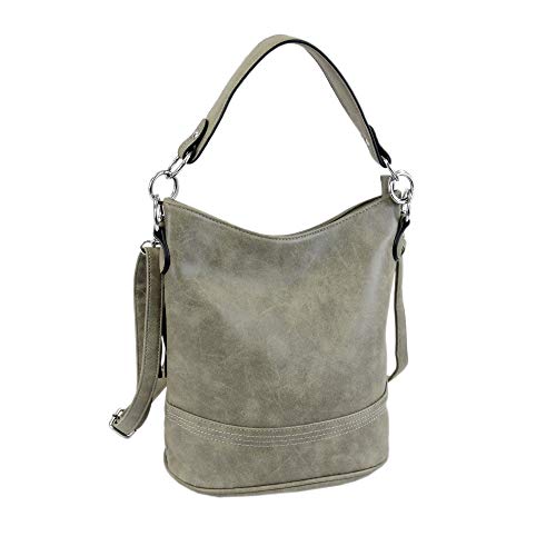 irisaa Damen Handtasche, Hobo Schultertasche, Shopper Multifunktional mit abnehmbarem Schulterriemen Used Look, 4cm Breite Griff, Damen Tasche:Khaki von irisaa
