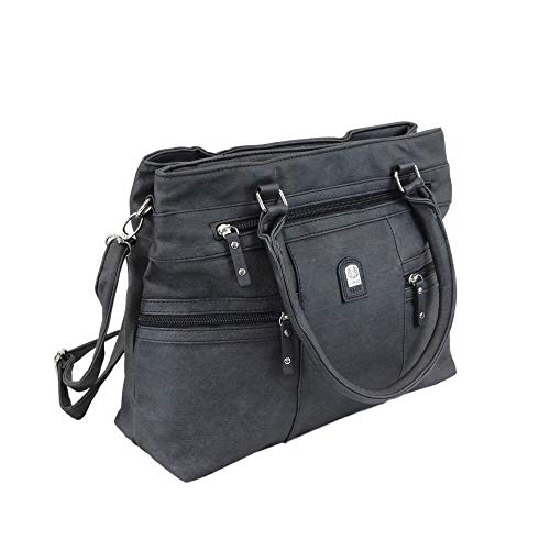 irisaa Handtasche Damen Shopper Mittelgroß Schultertasche Multifunktionale Henkeltasche Umhängetasche mit Abnehmbarem Schulterriemen und vielen Fächern, Damen Tasche:Schwarz von irisaa