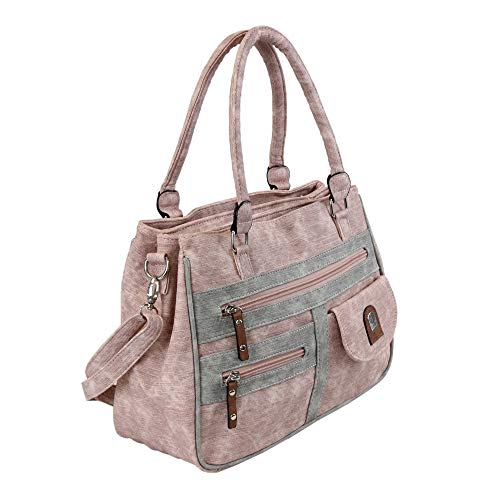 irisaa Handtasche Damen Umhängetasche Medium Schultertasche praktische Henkeltasche mit vielen Fächern Hobo Taschen Vintage Look mit Reißverschluss, Damen Tasche:Pink von irisaa
