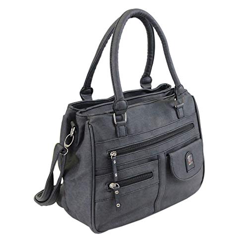 irisaa Handtasche Damen Umhängetasche Medium Schultertasche praktische Henkeltasche mit vielen Fächern Hobo Taschen Vintage Look mit Reißverschluss, Damen Tasche:Schwarz von irisaa