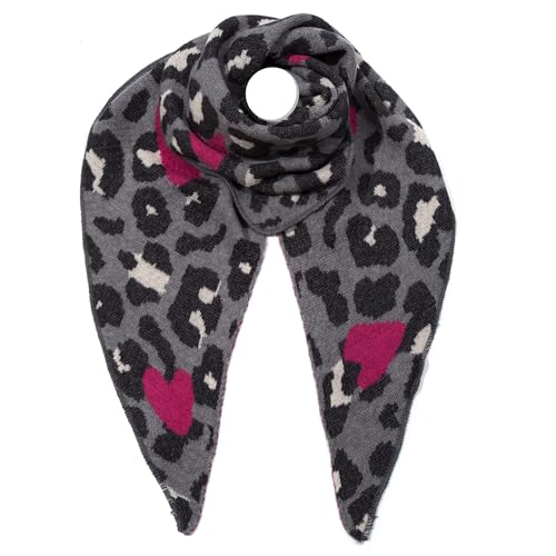irisaa Schal Damen Leopard, weiche flauschige Deckenschal mit Leo Muster, dreieckstuch Winter Halstuch für Frauen Mädchen, Lang Kuschelig 190 * 80cm, Schal Farben 2020:Grau Schwarz von irisaa