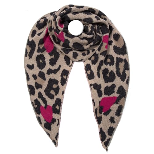irisaa Schal Damen Leopard, weiche flauschige Deckenschal mit Leo Muster, dreieckstuch Winter Halstuch für Frauen Mädchen, Lang Kuschelig 190 * 80cm, Schal Farben 2020:Khaki Schwarz von irisaa
