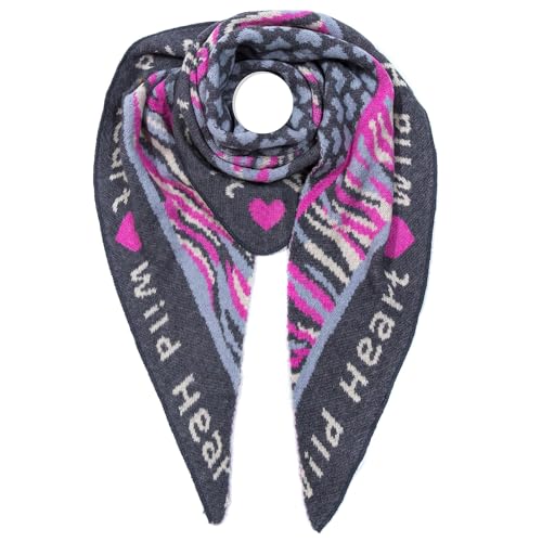 irisaa Schal Damen dreieck, weich Strickschal mit Herz LOVE Muster, dreieckstuch Winter Halstuch für Frauen Mädchen, Lang Kuschelig 180 * 50cm, Schal Farben 2020:Anthrazit von irisaa