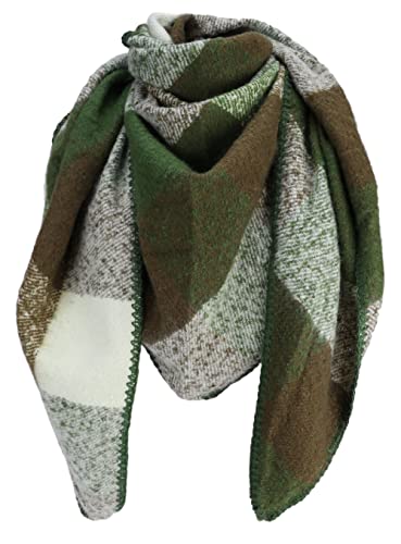 irisaa Schal Damen dreieck, weiche flauschige Deckenschal mit Leopard Karomuster, dreieckstuch Winter Halstuch für Frauen Mädchen, Lang Kuschelig 190 * 80cm, Schal Farben 2020:Weiß Grün von irisaa