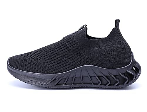 irisaa Slip On Damen Schuhe Sneaker Atmungsaktive Turnschuhe Fitnessschuhe Walkingschuhe Mädchen leichtes Straßenlaufschuhe, Farbe:Schwarz Sport, Größe:38 von irisaa