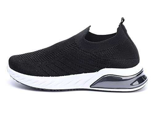 irisaa Slip On Damen Schuhe Sneaker Atmungsaktive Turnschuhe Fitnessschuhe Walkingschuhe Mädchen leichtes Straßenlaufschuhe, Farbe:schwarz New Look, Größe:36 von irisaa