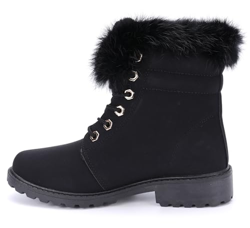 irisaa Stiefel Damen Boots, Kurzschaft Winterstiefel Outdoor Wanderschuhe, Schneestiefel warm Gefüttert Winterschuhe, Größe:40, STF Farbe:Schwarz 607 von irisaa