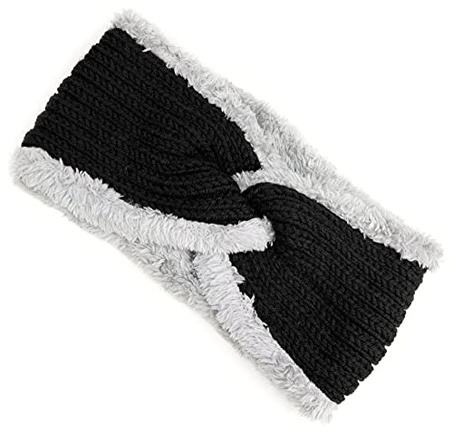 irisaa Stirnband Damen Winter Design Mädchen Kopfband Haarband Ohrwärmer, stirnband farbe:Dicke Schwarz von irisaa