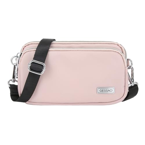 irisaa Umhängetasche Handytasche für Damen&Herren, kleine Schultertasche Crossbody mit vielen Fächern, Querformat, DKB Farbe:Pink von irisaa