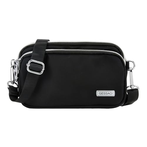 irisaa Umhängetasche Handytasche für Damen&Herren, kleine Schultertasche Crossbody mit vielen Fächern, Querformat, DKB Farbe:Schwarz von irisaa