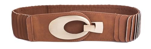 irisaa breiter Damen Gürtel Elastischer Taillengürtel, Hüftgürtel Stretch Gürtel mit Hakenverschluss, Damen Taillengürtel 2020:Gold Braun, Damen Taillengürte Größe:ONE SIZE von irisaa