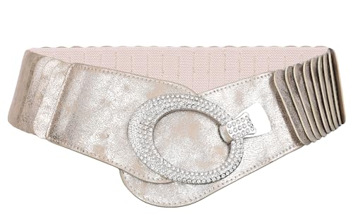 irisaa breiter Damen Gürtel Elastischer Taillengürtel, Hüftgürtel Stretch Gürtel mit Hakenverschluss, Damen Taillengürtel 2020:Gold Strass, Damen Taillengürte Größe:ONE SIZE von irisaa