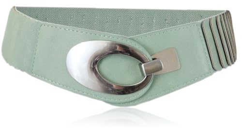 irisaa breiter Damen Gürtel Elastischer Taillengürtel, Hüftgürtel Stretch Gürtel mit Hakenverschluss, Damen Taillengürtel 2020:Grün, Damen Taillengürte Größe:ONE SIZE von irisaa