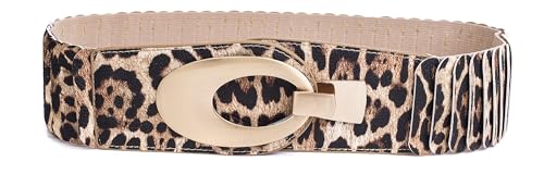 irisaa breiter Damen Gürtel Elastischer Taillengürtel, Hüftgürtel Stretch Gürtel mit Hakenverschluss, Damen Taillengürtel 2020:Leopard Braun, Damen Taillengürte Größe:ONE SIZE von irisaa