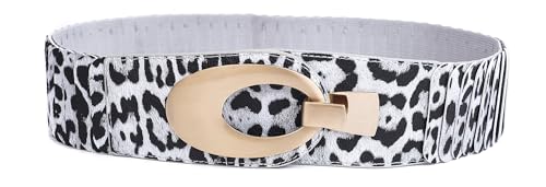 irisaa breiter Damen Gürtel Elastischer Taillengürtel, Hüftgürtel Stretch Gürtel mit Hakenverschluss, Damen Taillengürtel 2020:Leopard Grau, Damen Taillengürte Größe:ONE SIZE von irisaa