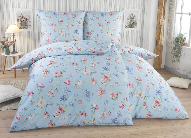 Bettwäsche-Garnitur mit Reißverschluss von Irisette, Größe 115 (80/80 cm + 155/220 cm), Blau von irisette