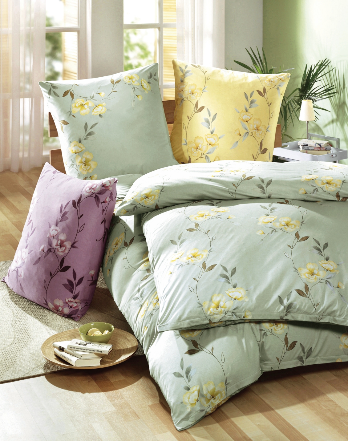 Bettwäsche-Garnitur von "Irisette“, Größe 114 (80x80 cm + 155x200 cm), Qualität Edel-Feinbiber, Gelb von irisette