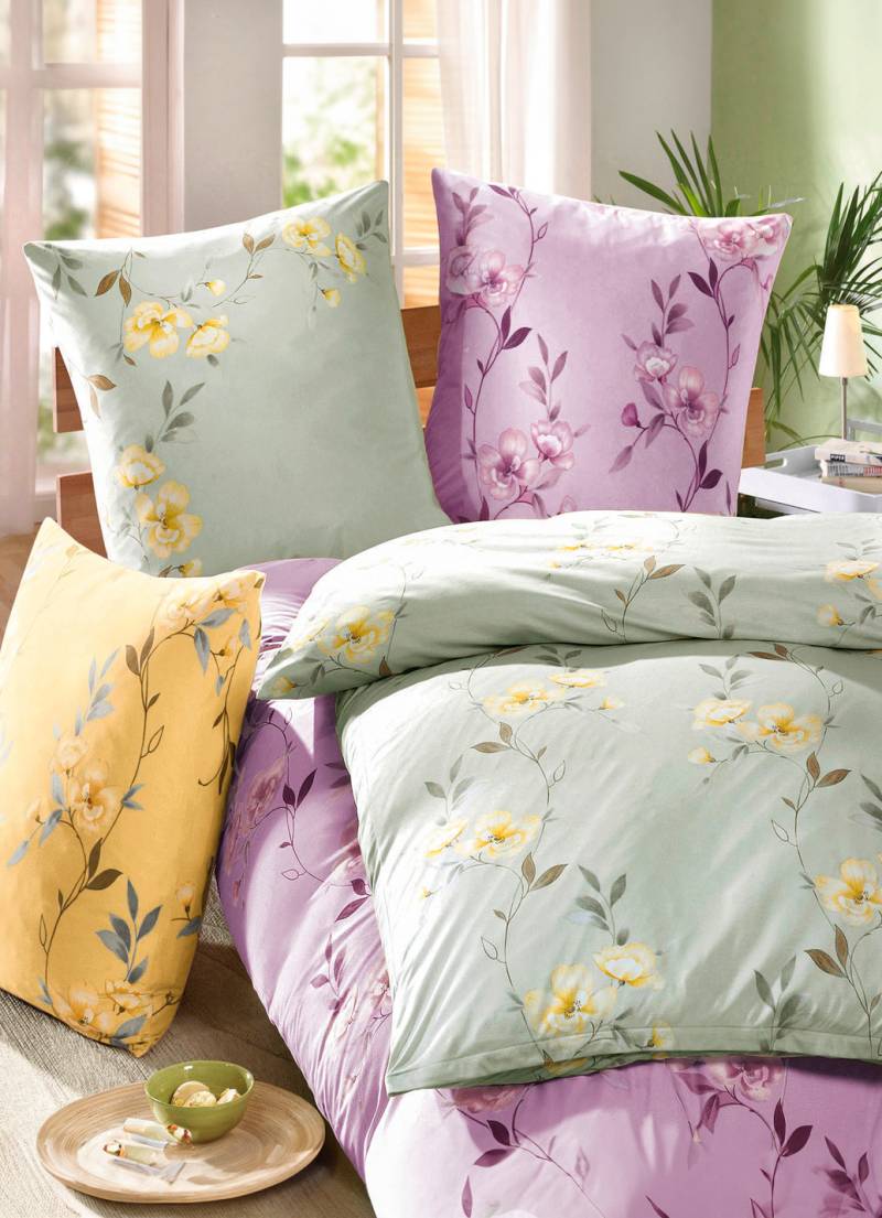 Bettwäsche-Garnitur von "Irisette“, Größe 115 (80x80 cm + 155x220 cm), Qualität Edel-Feinbiber, Lila von irisette