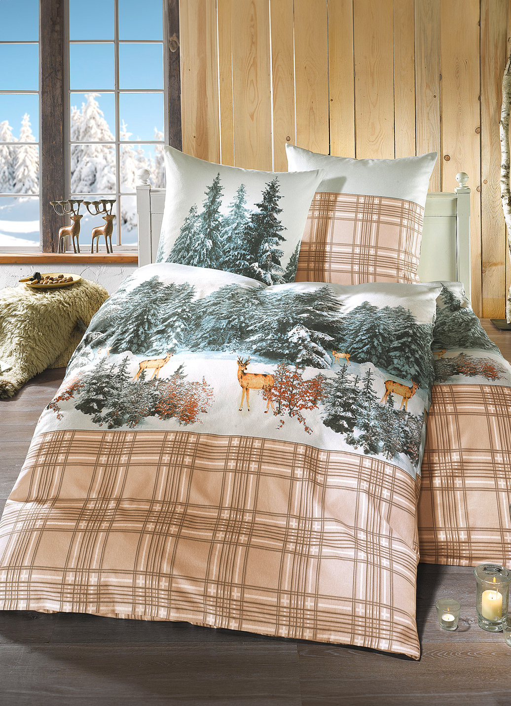 Feinbiber Bettwäsche-Garnitur aus 100% Baumwolle, Größe 114 (80/80 cm + 155/200 cm), Beige von irisette