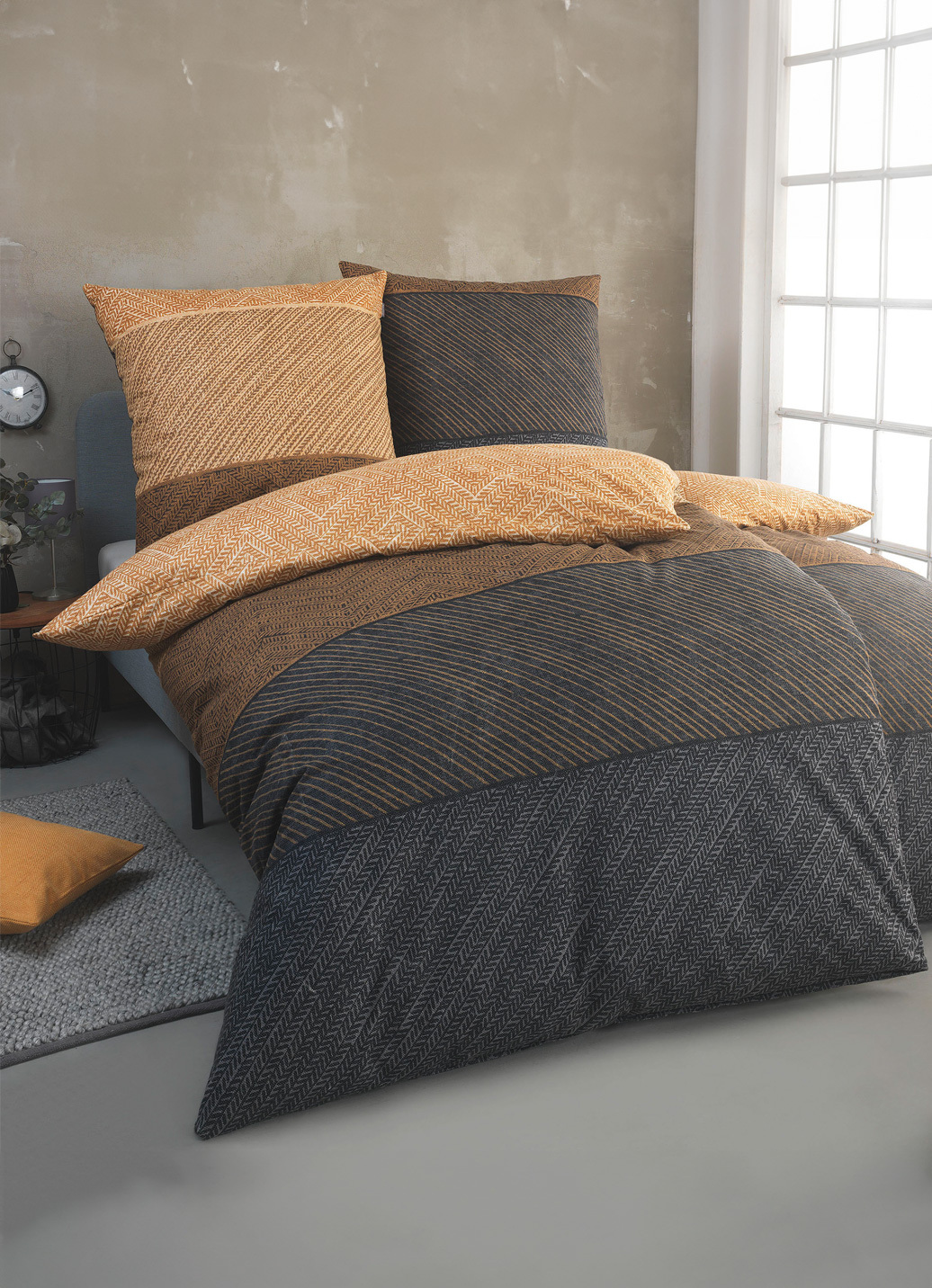 Kuschelweiche Bettwäsche-Garnitur aus Baumwolle, Größe 114 (80/80 cm + 155/200 cm), Beige-Grau von irisette