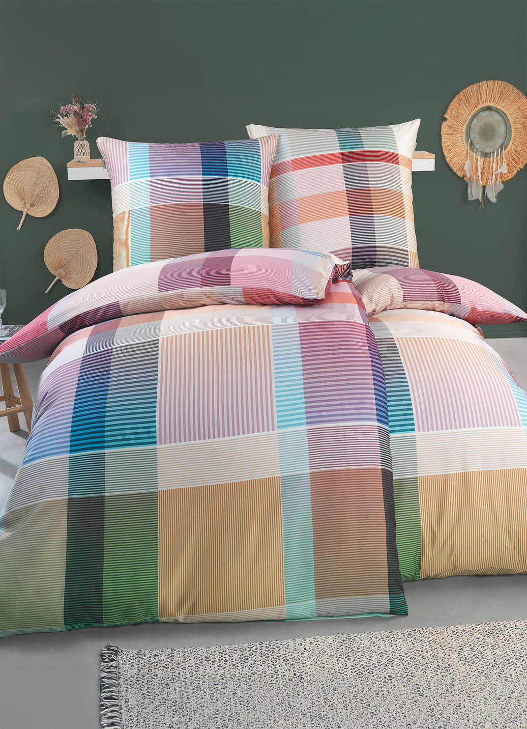 Mako-Satin Bettwäsche-Garnitur, Größe 112 (80/80 cm + 135/200 cm), Bunt von irisette