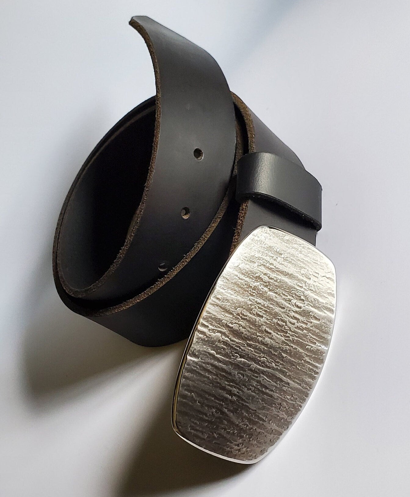 Handgeschmiedete Edelstahl-Gürtelschnalle Mit Ledergürtel von ironartcanada