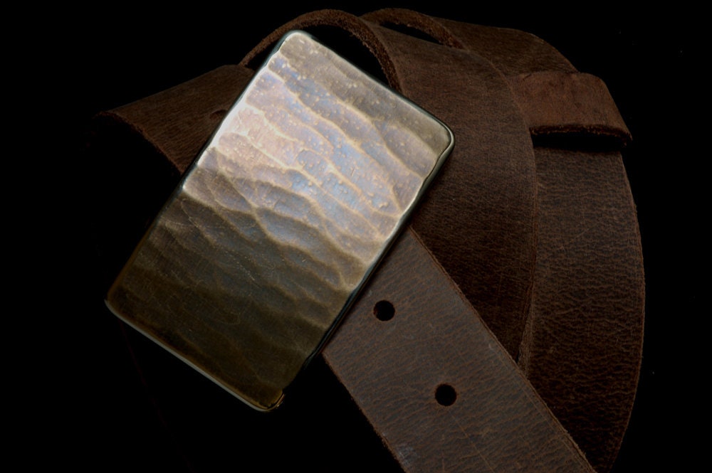 Handgeschmiedete Woodgrain Edelstahl Gürtelschnalle Hypoallergene Jeans Schnalle von ironartcanada