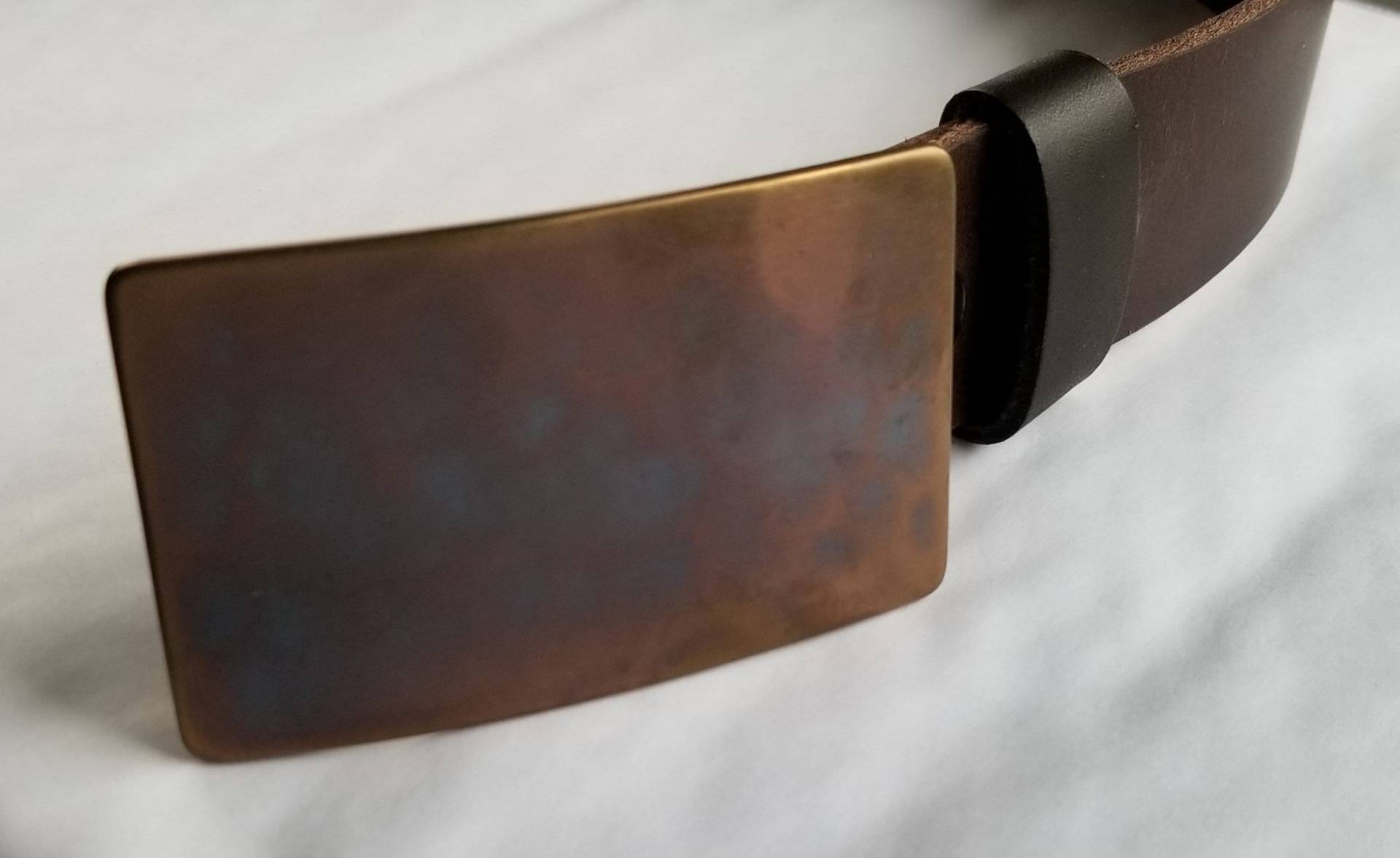 Handgeschmiedete Bronze-Schnalle Mit Leder-Gürtel von ironartcanada