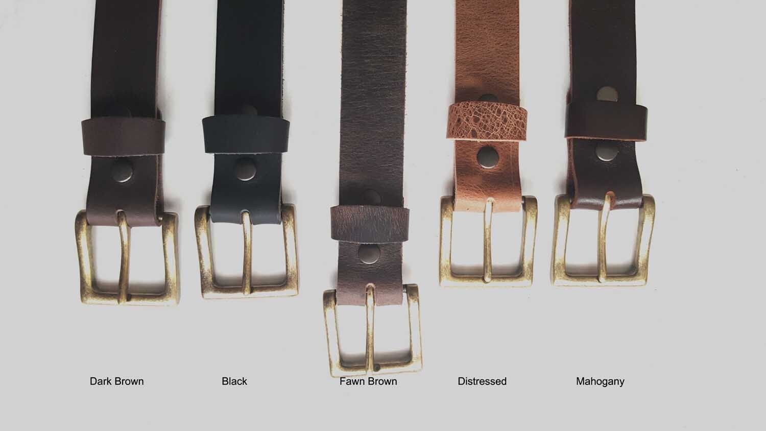 Rehbrauner Ledergürtel & Goldschnalle ~ Custom Cut Bräutigam Und Groomsmen's Geschenk 1-1/2 "Gürtel Mit Druckknöpfen Für Jeans Oder 1-1/4" von ironartcanada