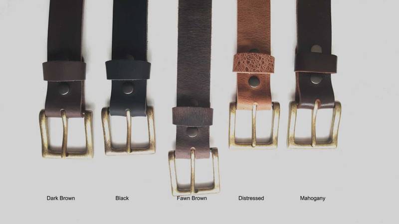 Rehbrauner Ledergürtel & Goldschnalle ~ Custom Cut Bräutigam Und Groomsmen's Geschenk 1-1/2 "Gürtel Mit Druckknöpfen Für Jeans Oder 1-1/4" von ironartcanada