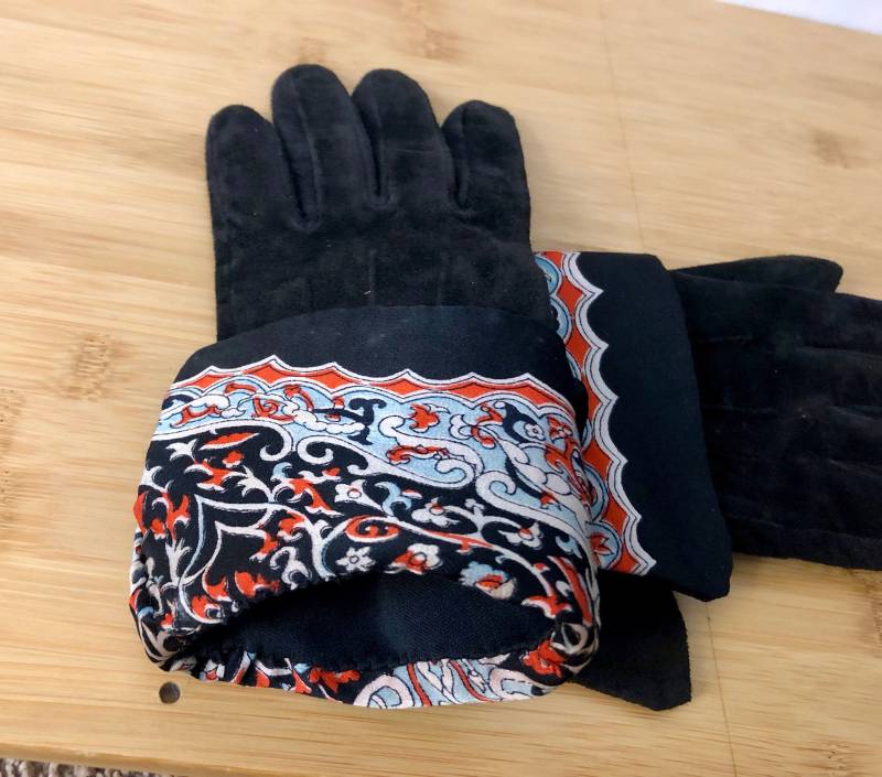 Vintage Upcycled Wildleder Oper Handschuhe Seidenfutter Mittel von isabellez