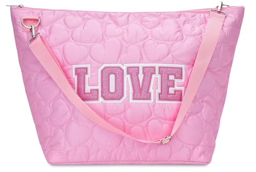 iscream Weekender Reisetasche für Mädchen, mit verstellbarem Riemen und Innentasche mit Reißverschluss – Color Me Fun Kollektion, Glitzernde Herzen, 23.5" x 16", Casual von iscream