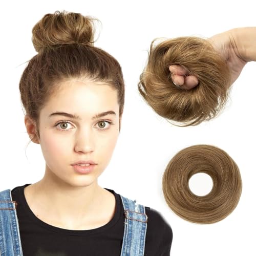ISHEENY Echthaar Dutt Haarteil Haarteile Dutt Zopf Mit Gummiband, Goldbraun Hochsteckfrisuren Haarverlängerung Glatt Bun Für Damen 40g ISHEENY Echthaar Dutt Haarteil Haarteile Dutt Zopf Mit Gummiband, Goldbraun Hochsteckfrisuren Haarverlängerung Glatt Bun Für Damen 40g von isheeny