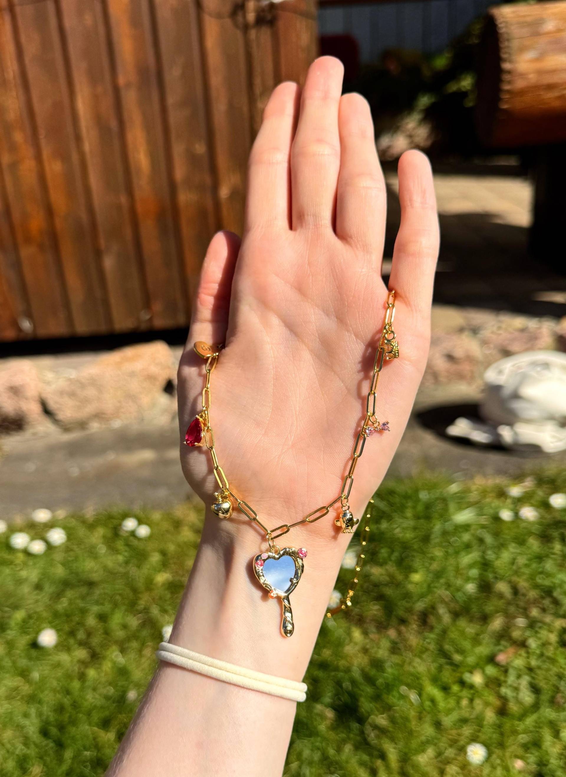 Schneewittchen 925 Sterling Silber + 14K Vergoldete Gliederkette von isisschmuckstuecke