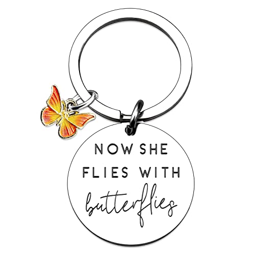 Gedenk-Schmetterling-Schlüsselanhänger, Geschenke, Trauer, Geschenk für den Verlust der geliebten Menschen, jetzt fliegt sie mit Schmetterlingen für den Verlust der Mutter, Vater, Oma, silber, Small Gedenk-Schmetterling-Schlüsselanhänger, Geschenke, Trauer, Geschenk für den Verlust der geliebten Menschen, jetzt fliegt sie mit Schmetterlingen für den Verlust der Mutter, Vater, Oma, silber, Small von isiyu