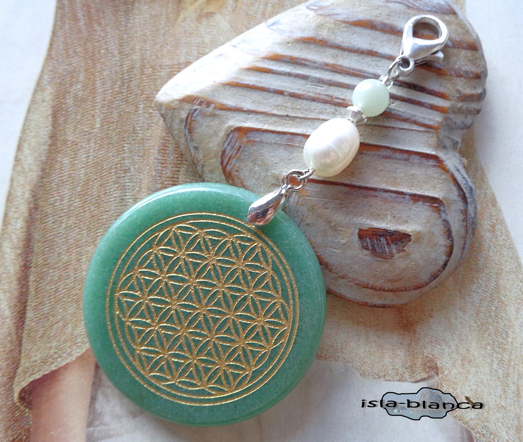 Wechselanhänger ⋆ Blume Des Lebens Aventurin Süßwasserperle Serpentin Grün Mint Weiß Gold Silber Charm Lebensblume Anhänger Petrol Wechselanhänger ⋆ Blume Des Lebens Aventurin Süßwasserperle Serpentin Grün Mint Weiß Gold Silber Charm Lebensblume Anhänger Petrol von islablanca