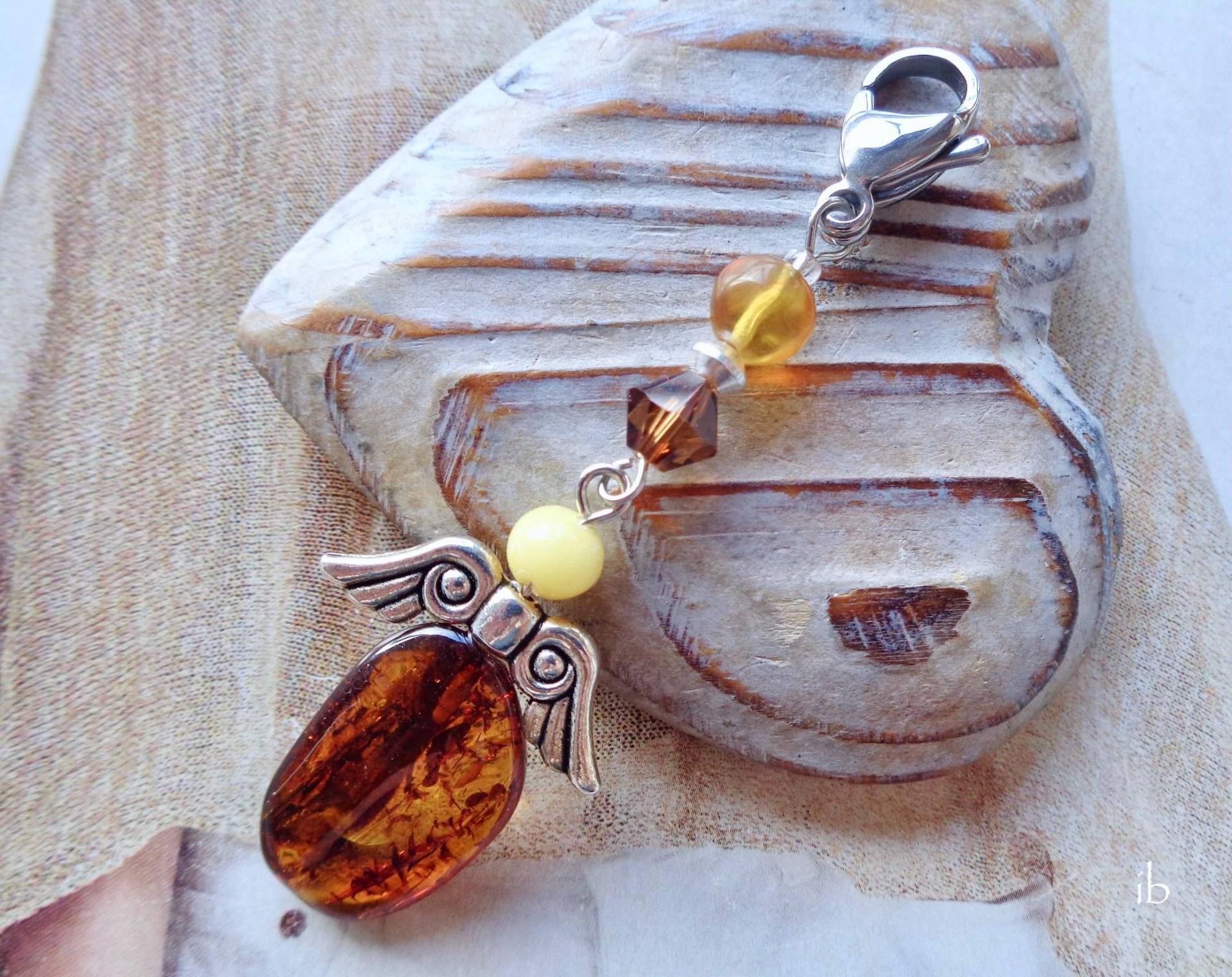 Wechselanhänger ⋆ Engel Bernstein Engelsflügel Anhänger Charm Gelb Braun Silber von islablanca