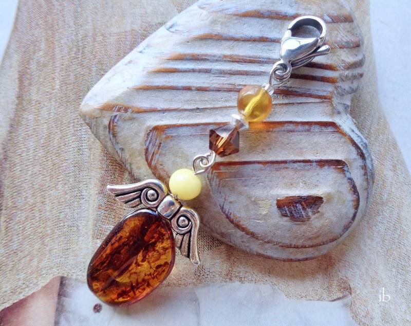 Wechselanhänger ⋆ Engel Bernstein Engelsflügel Anhänger Charm Gelb Braun Silber von islablanca