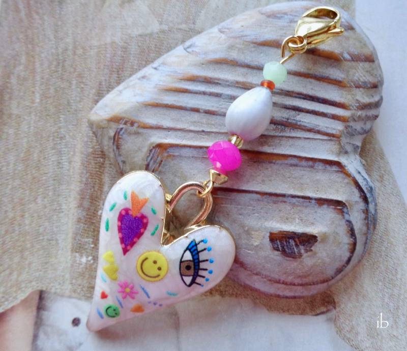 Wechselanhänger ⋆ Herz Smiley Auge Blume Bunt Weiß Pink Imfibinga Same Grün Gelb Gold Charm Anhänger von islablanca