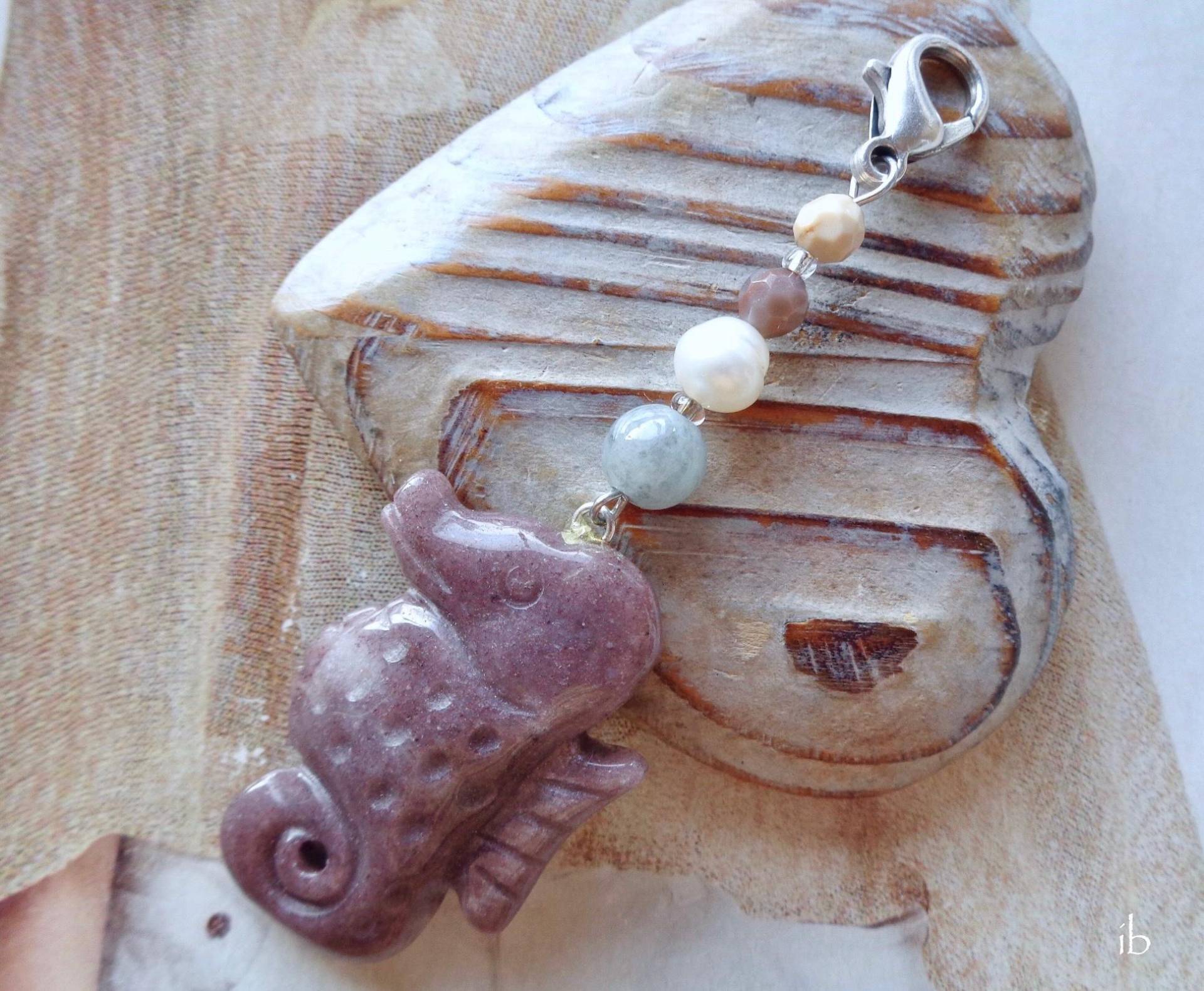 Wechselanhänger ⋆ Seepferdchen Achat Jadeit Mookait Süßwasserperle Weiß Mint Beige Silber Charm Anhänger Mauve Seepferd Jade Lila von islablanca