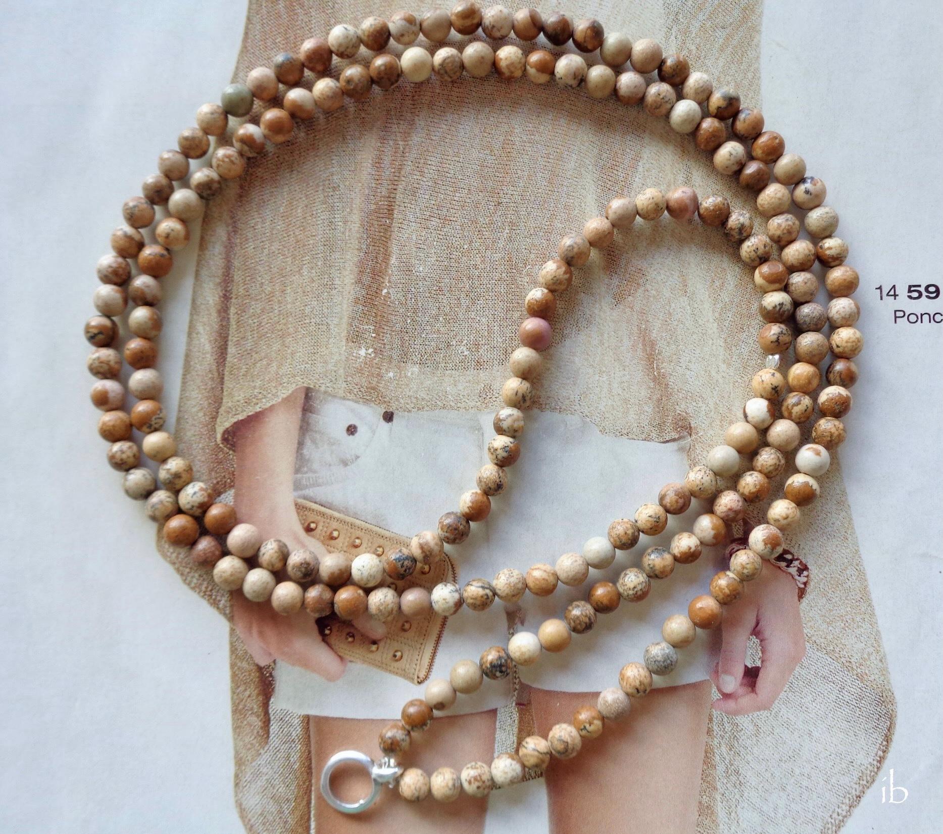 Y-Kette ⋆ Lanschaftsjaspis Mit Ring Für Charms Braun Beige Kette Silber Charmträger Landschafts Jaspis von islablanca