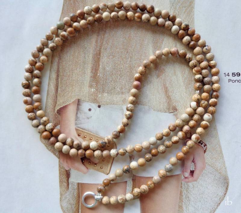 Y-Kette ⋆ Lanschaftsjaspis Mit Ring Für Charms Braun Beige Kette Silber Charmträger Landschafts Jaspis von islablanca