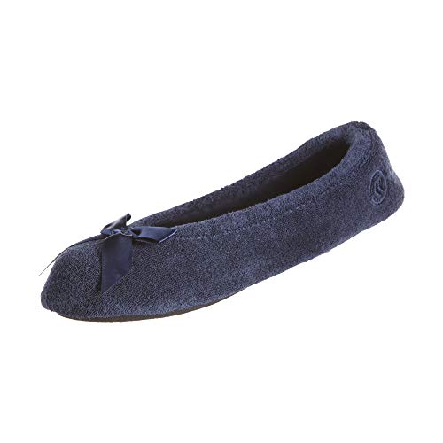 Isotoner Ballerina-Hausschuhe, für Damen, aus Terrystoff, blau - navy - Größe: XXL von Isotoner