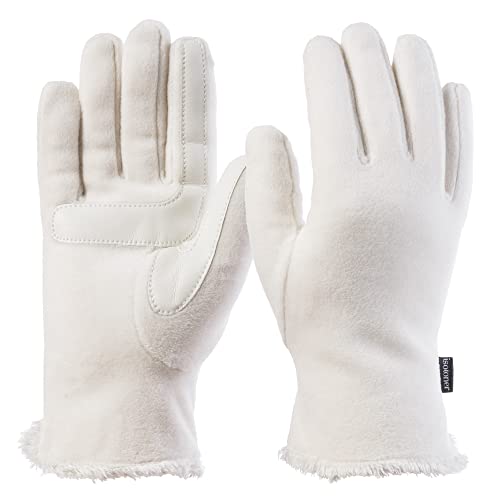 isotoner Women's Stretch Fleece Gloves with Microluxe Lining and Smart Touch Technology Cold Weather, Ivory-Without Smartdri, One Size von Isotoner